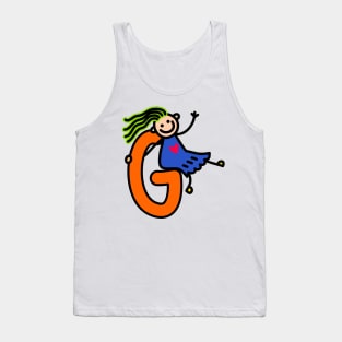 Letter G for girls alphabet Kids Colorful Cartoon Character Tank Top